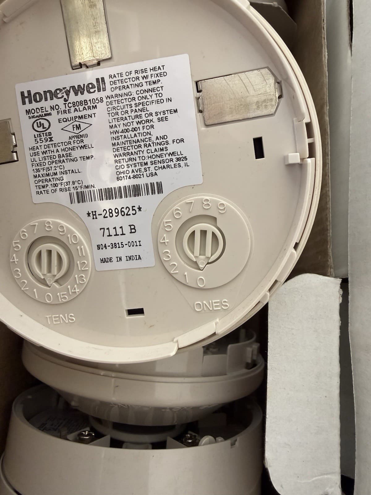 Honeywell TC808B1058 Addressable Rate-of-Rise Heat Detector FlashScan NEW - Thumbnail 6