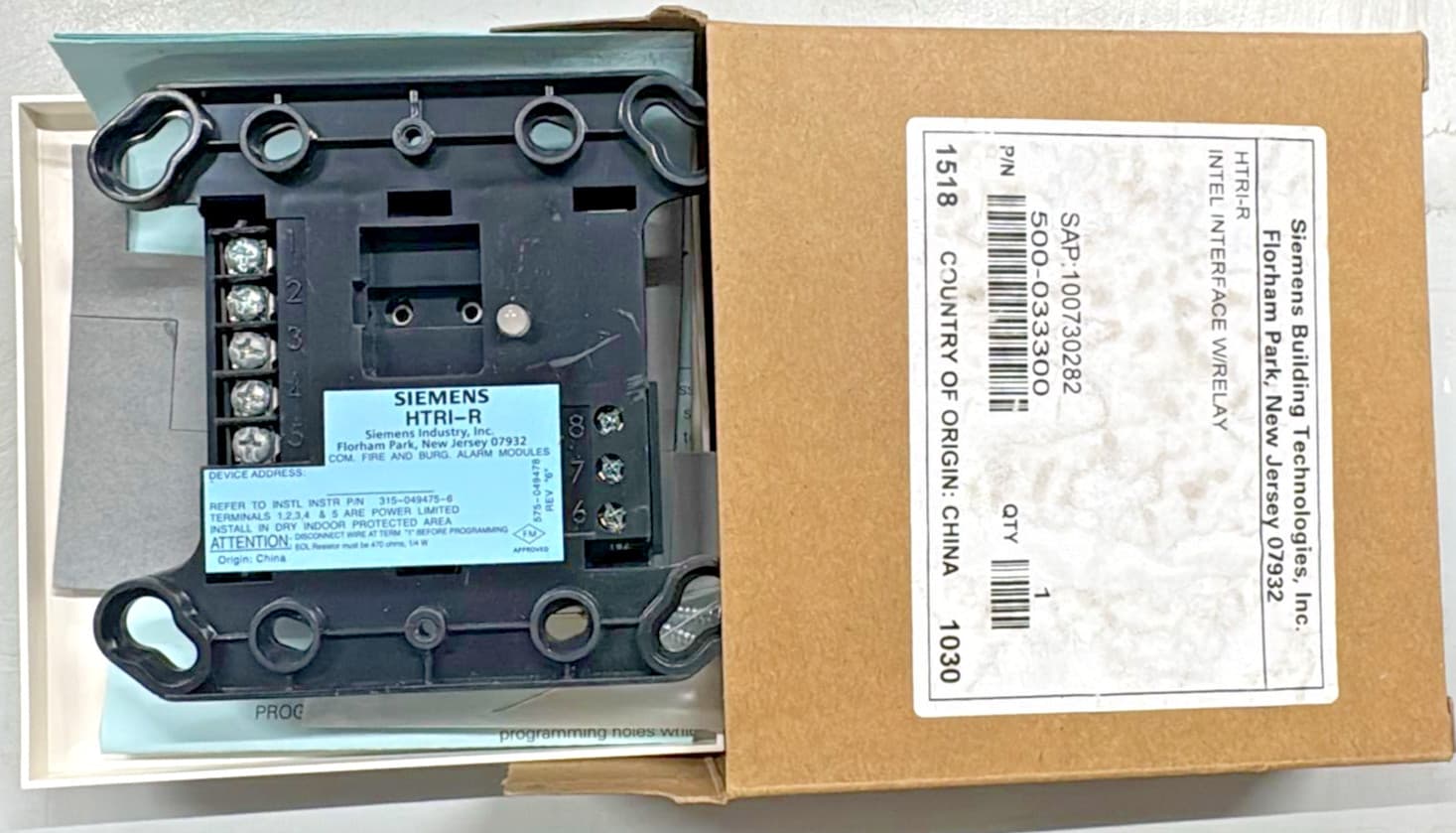 Siemens HTRI-R Addressable Input Interface Module w/ Relay FireFinder XLS NEW