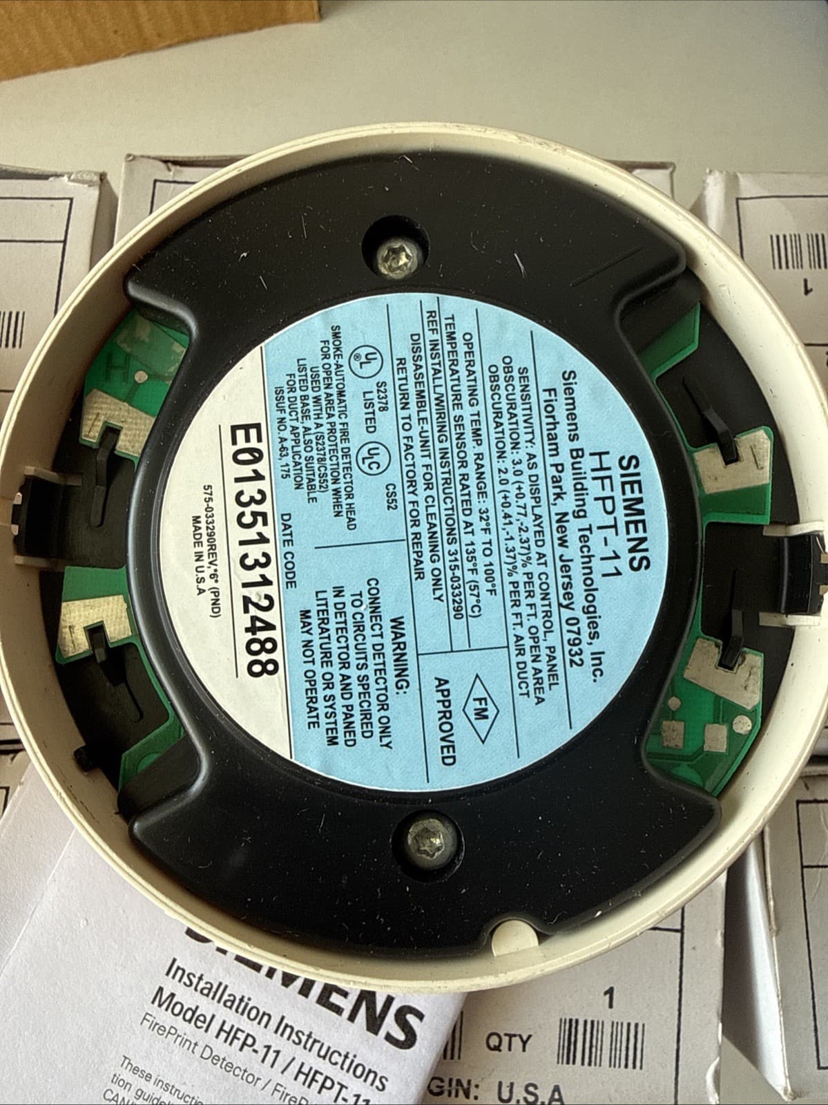 HFPT-11 Siemens Thermal Fire Smoke Detector - NEW - Thumbnail 5