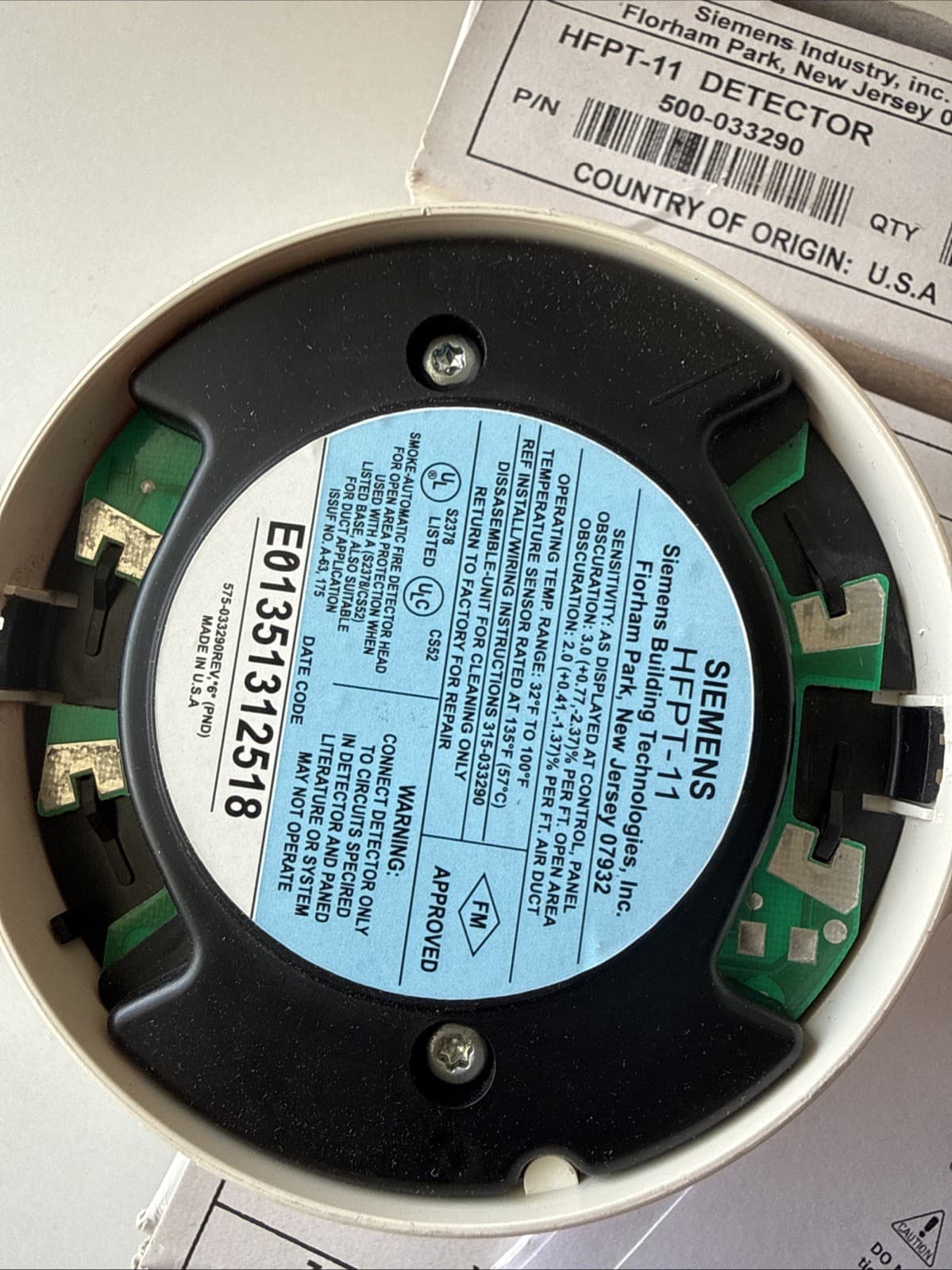 HFPT-11 Siemens Thermal Fire Smoke Detector - NEW - Thumbnail 6