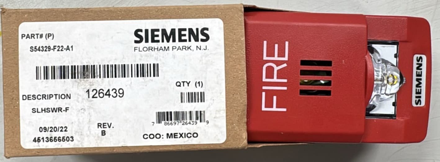 Siemens SLHSWR-F S54329-F22-A1 Addressable Fire Alarm Horn Strobe White NEW